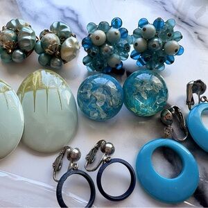 Vintage - Blue Assortment of Clip-On Earrings